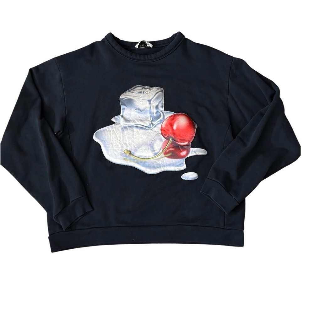Vintage Acne Studios Flames Black Cherry Ice Cube Graphic Sweatshirt XS bb23